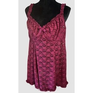 NWT Torrid 2 2X Lace Nightgown Burgundy Stretch UW Cups